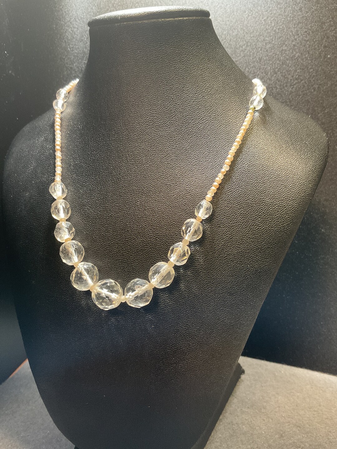 Vintage Beaded and Faux Crystal Necklace 1575 Etsy