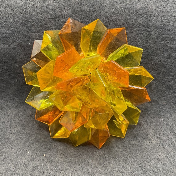 Large Yellow and Orange Beaded Brooch (7435) - image 1