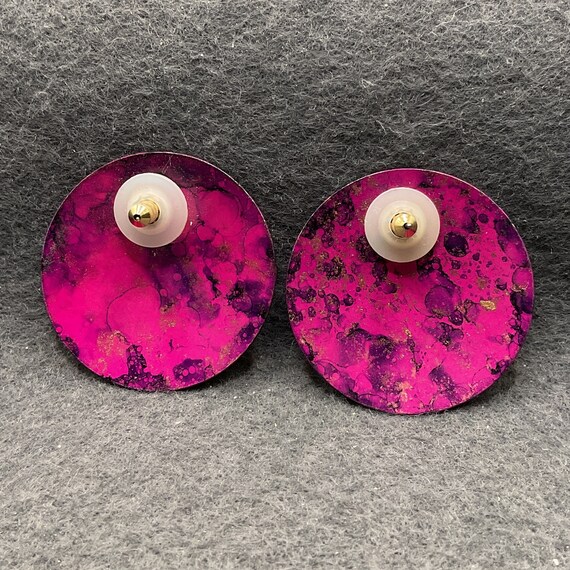 Large Circular Multi Shades of Pink Earrings (6590) Gem