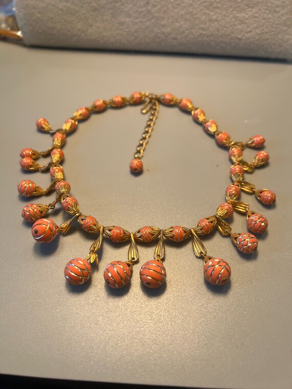 Vintage  Goldtone with Salmon Colored Beads and Da