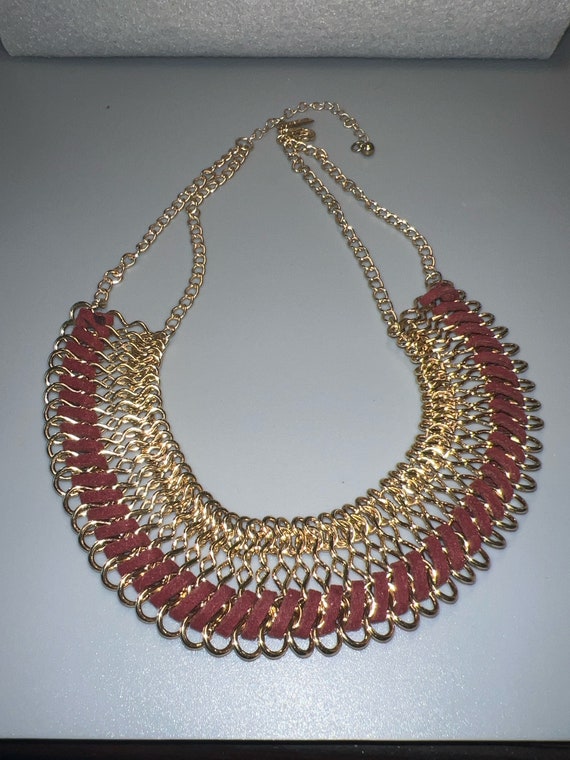 Vintage  Goldtone Woven Wire and Redish Felt Egypt