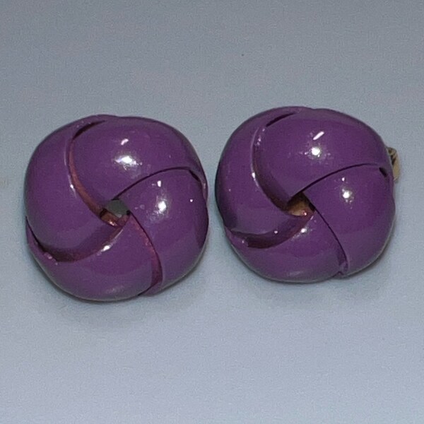 Vintage  Goldtone with Purple Flower Bud Looking Clip on Earrings (8500gr)