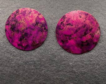 Large Circular Multi Shades of Pink Earrings (6590)