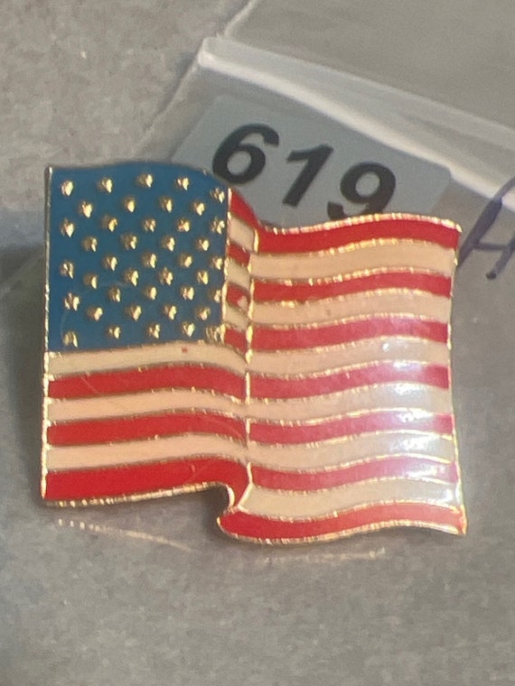 Vintage American Flag Enamel Pin (A619gr) - image 3