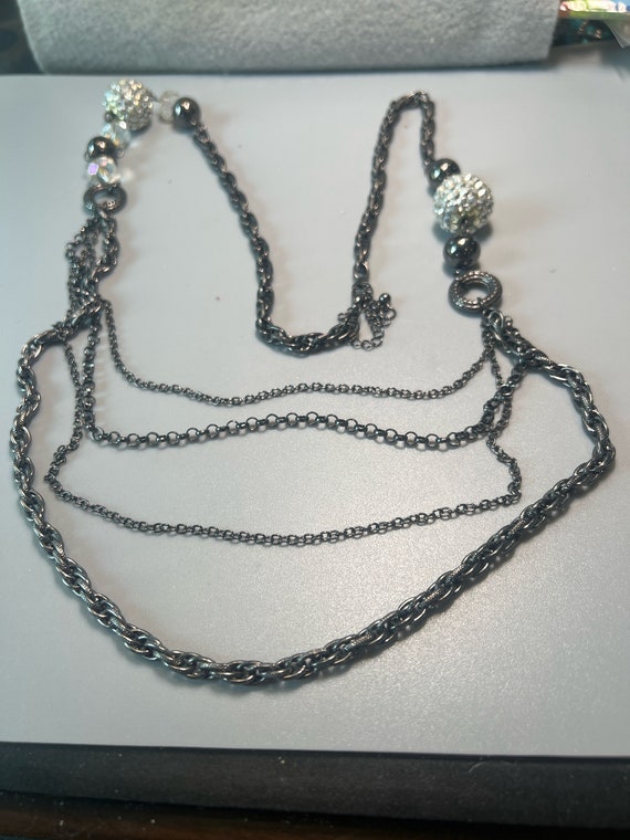 Vintage Black Chain 4 Strand with Black and Clear 