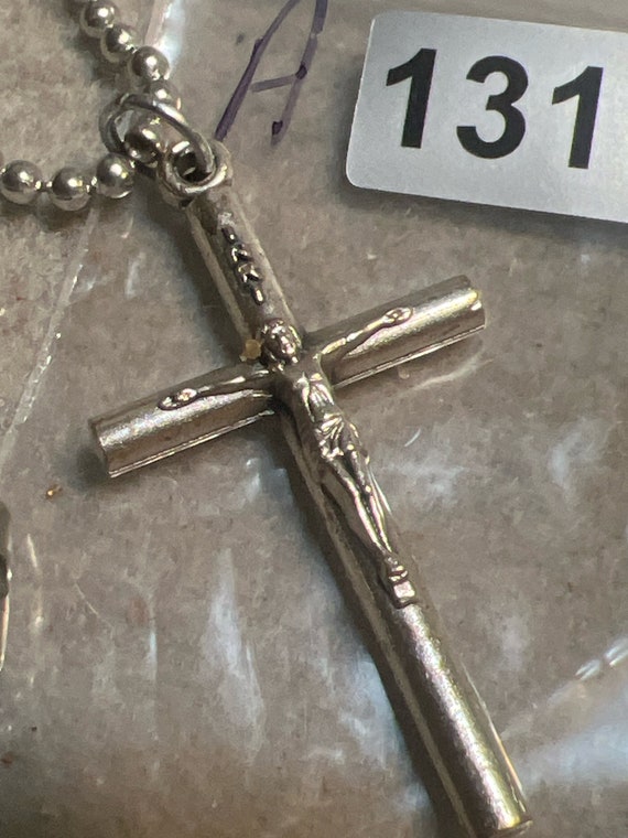 Vintage  Silvertone  Cross Necklace (A1317gr) - image 4