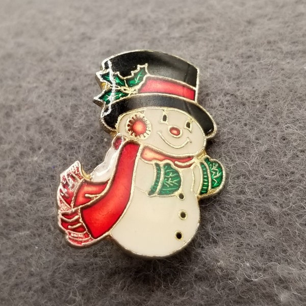 Snowman Wearing a Top Hat, Scarve and Gloves Pin (4350)