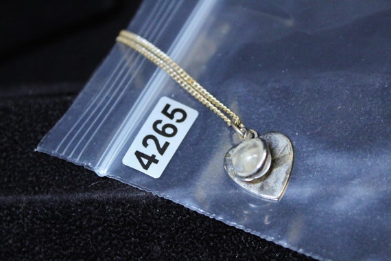 Silver Tone Heart with Clear Sphere Necklace (426… - image 3