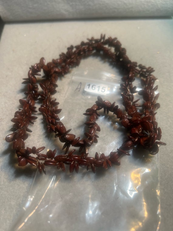 Vintage Plastic Brown Seed Looking Necklace (A161… - image 3