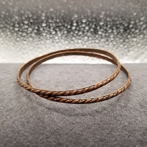 Two Solid Copper Thin Bangle Bracelet (5924) - image 1