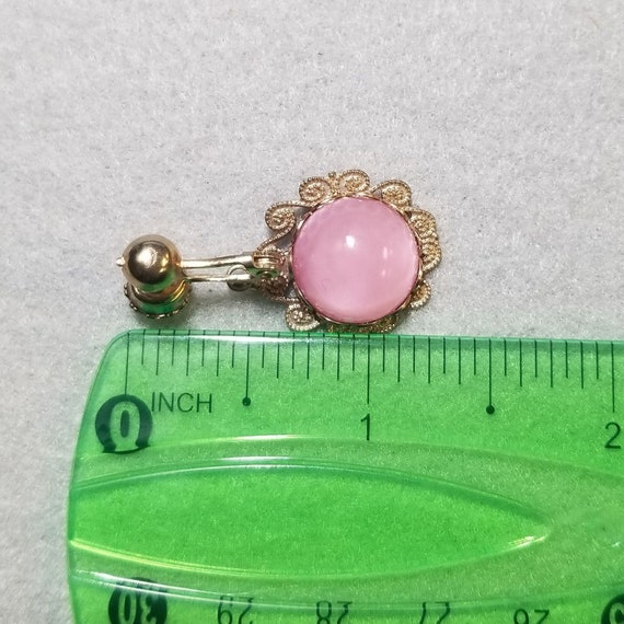 Vintage Goldtone Pink Rhinestone Dangle Earrings … - image 4