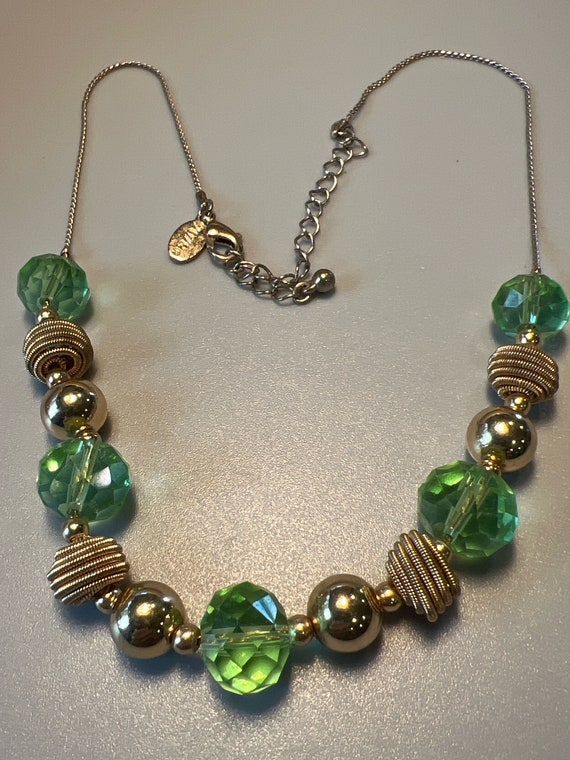 Vintage  Gold Tone With Gold Looking And Lite Gree