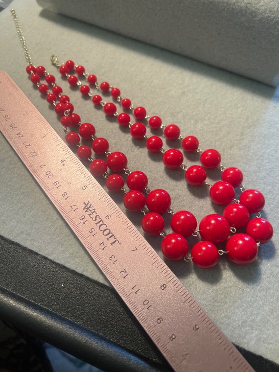 Vintage Double Strand plastic Red beads (7564gr) - image 2