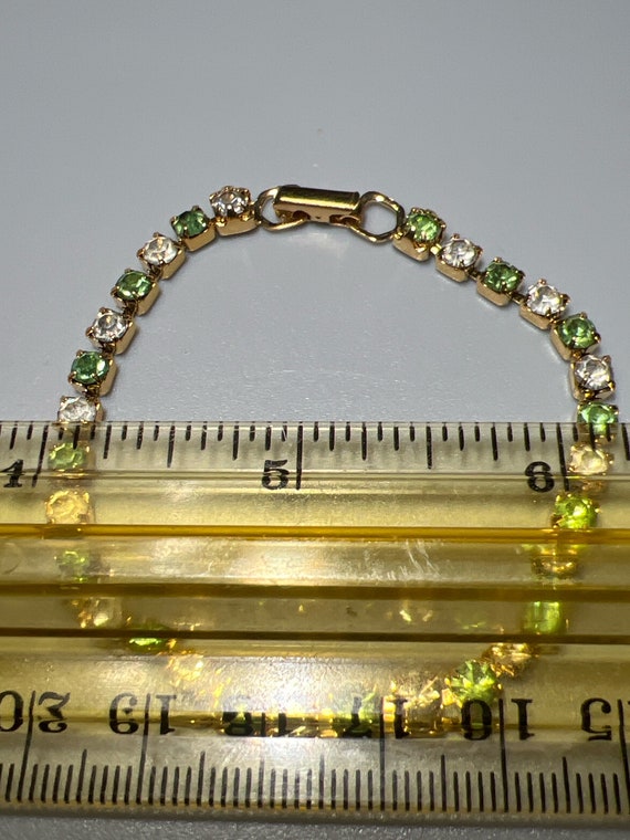 Vintage Goldtone with Green and Clear Rhinestones… - image 2