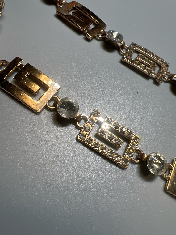 Vintage Goldtone with Clear Beads and Rhinestones… - image 4