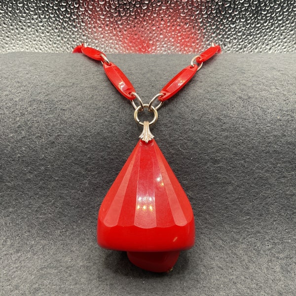 Large Red Bell Design Pendant Necklace (6619)