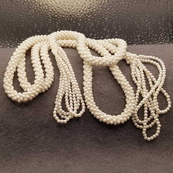 White Woven Lariat Necklace (3467) - image 2