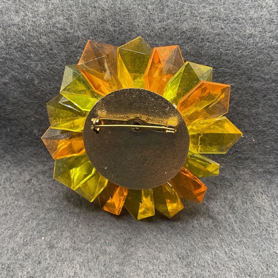Large Yellow and Orange Beaded Brooch (7435) - image 2