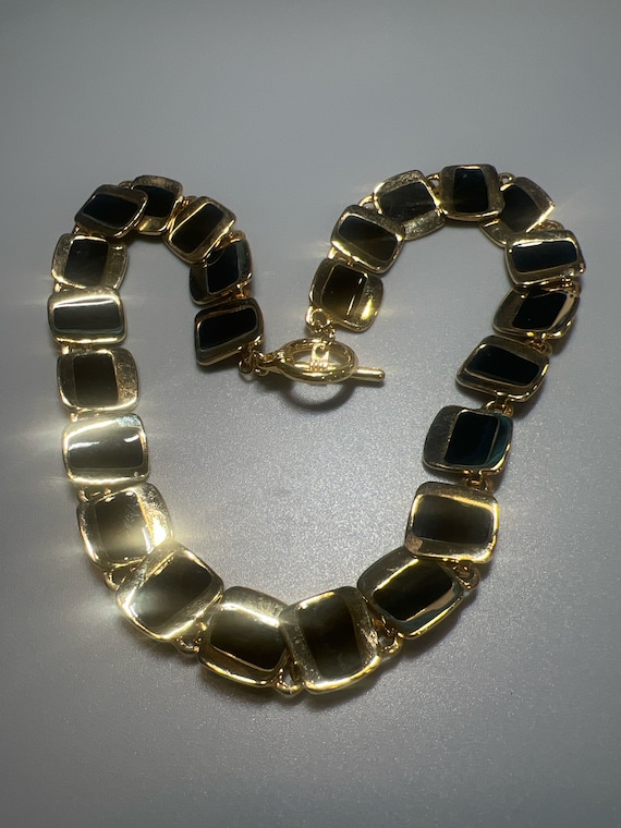 Vintage Goldtone with Black Enamel Necklace (A037g