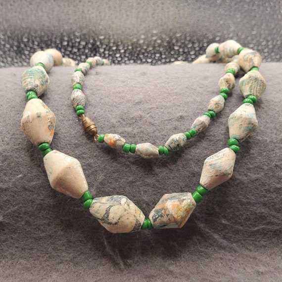 Vintage Clay Beaded Necklace (5843) - image 1