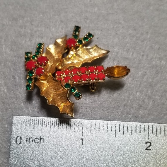 Vintage Rhinestone Christmas Candle Pin/Brooch (3… - image 3