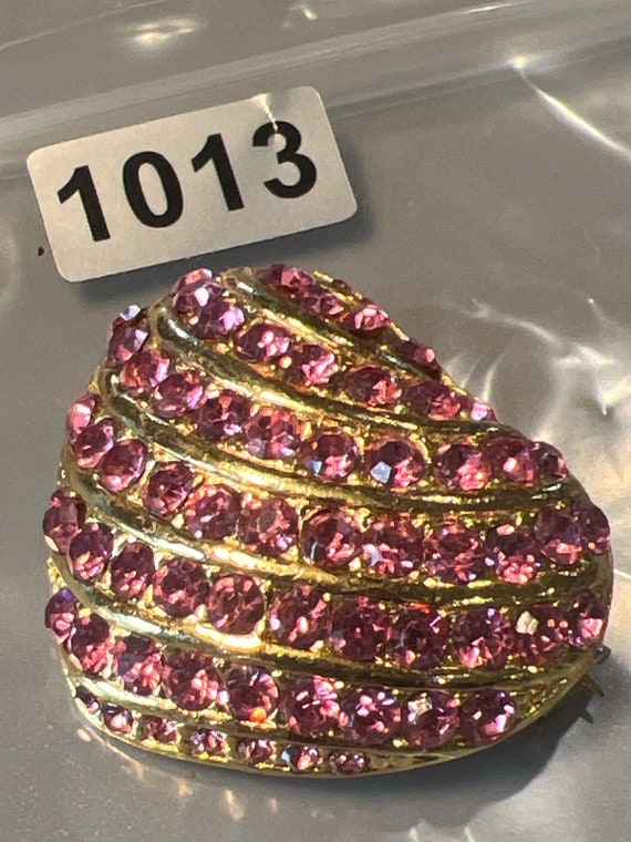Vintage Goldtone Heart Shaped With Amethyst Color… - image 3