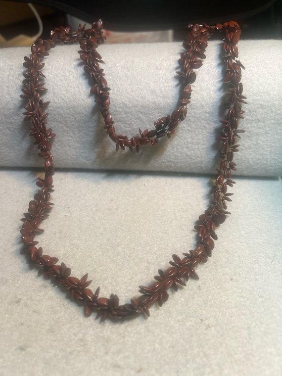 Vintage Plastic Brown Seed Looking Necklace (A161… - image 1