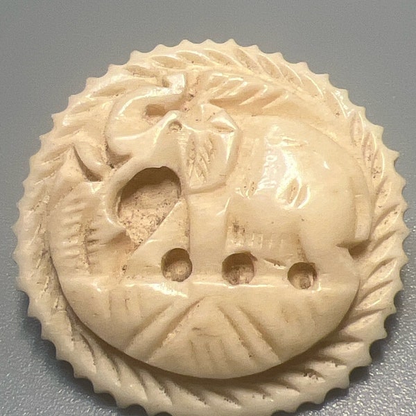 Vintage Carved Ivory Looking Elephant Pin Brooch  (8980gr)