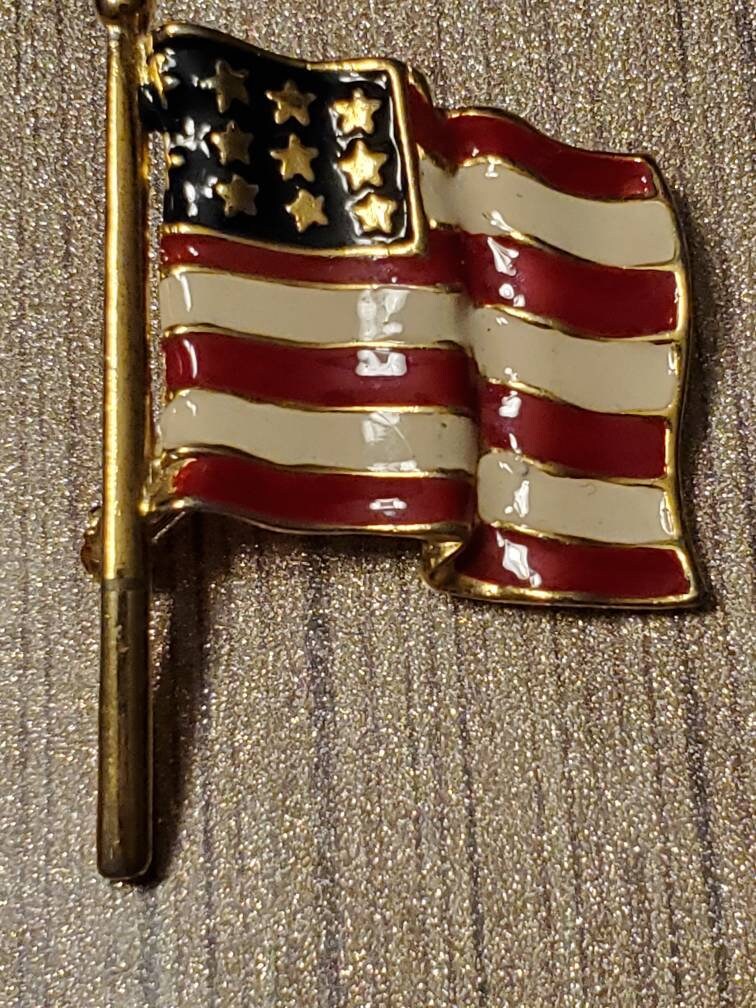 Vintage Enamel Flag Pin Brooch Etsy