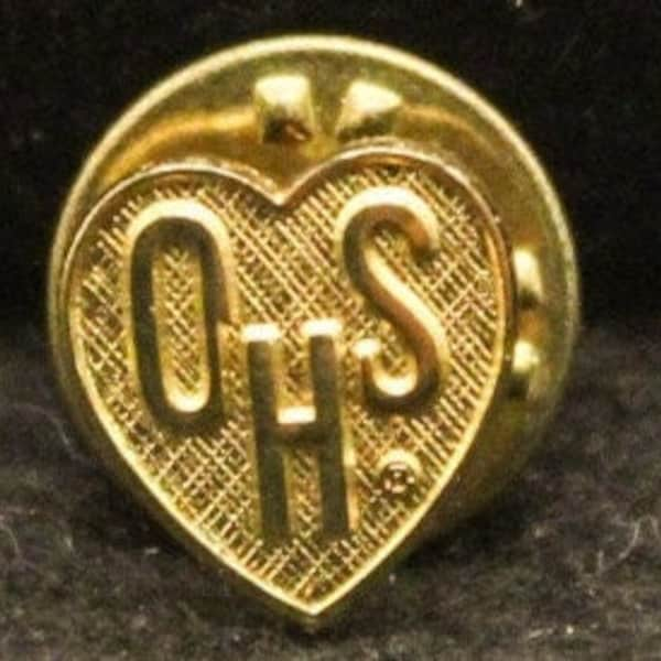 Small Gold Tone Heart O.H.S. Pin (4581)