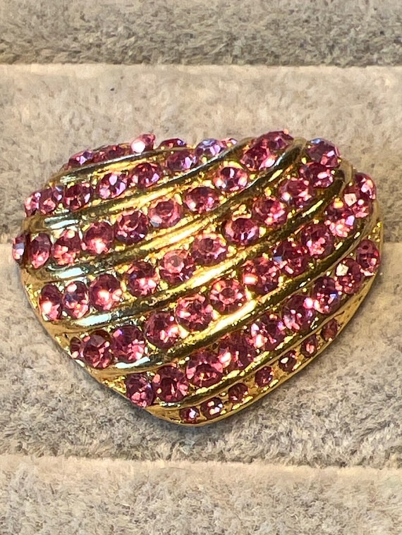 Vintage Goldtone Heart Shaped With Amethyst Color… - image 1