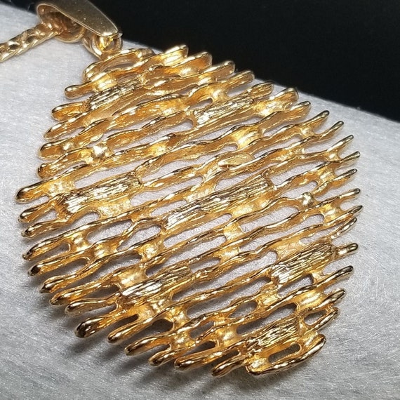 Vintage Goldtone Art Deco Pendant Necklace (3866) - image 3
