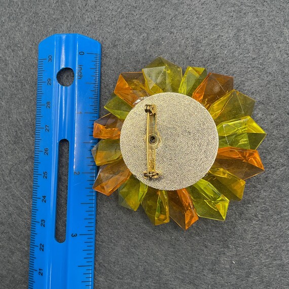 Large Yellow and Orange Beaded Brooch (7435) - image 3