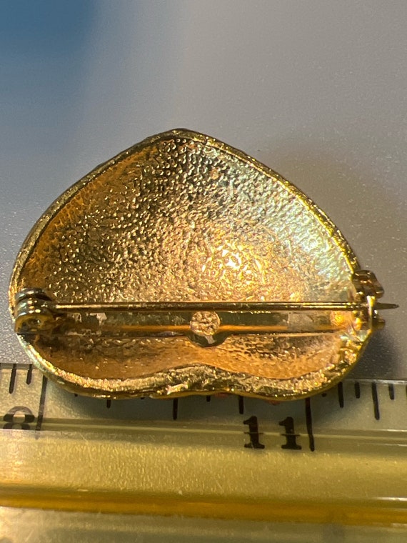 Vintage Goldtone Heart Shaped With Amethyst Color… - image 2