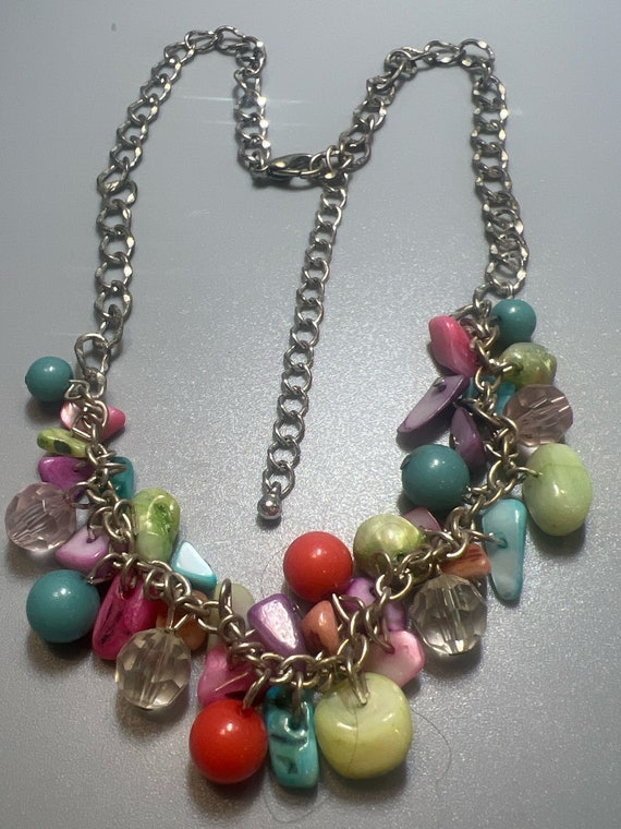 Vintage Silvertone Multi Colored Beaded Hodgepodge