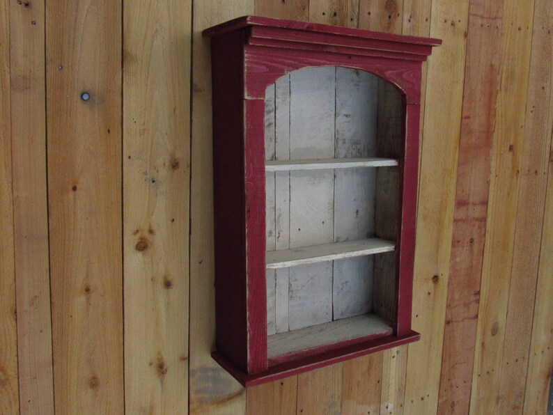 Shabby Chic Style Red White Wall Spice Shelf Distressed Etsy