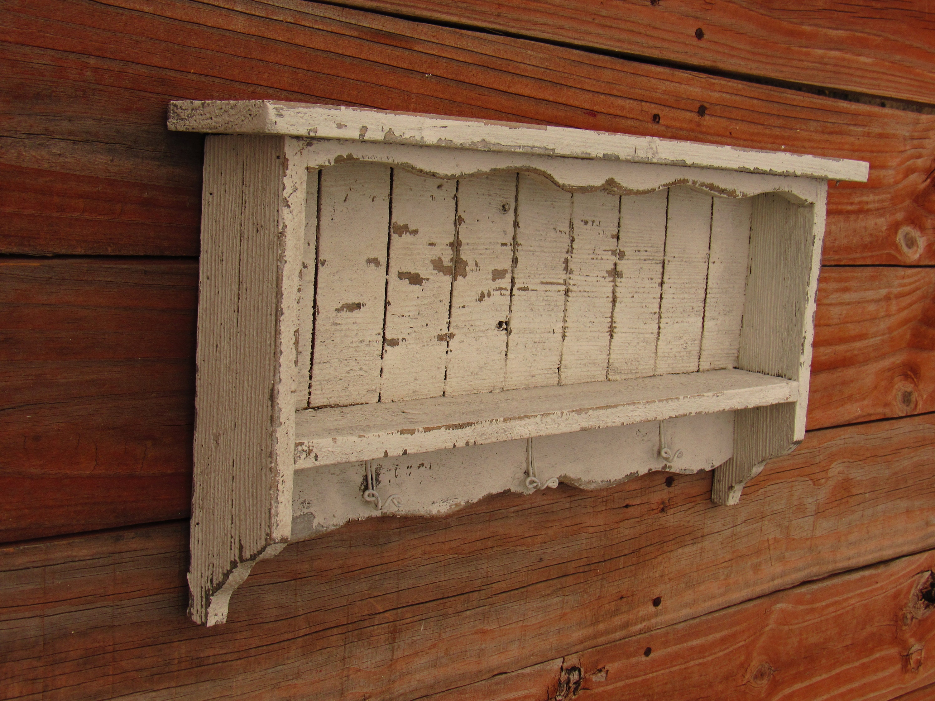 WHITE SHELF Distressed Shabby Chic Handmade in Texas Etsy