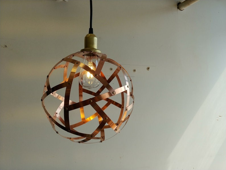 Copper Orb Light / Globe Pendant Light / Hanging Lamp / Copper Sphere / Dinning Table Lamp / Over Kitchen Island Light / UL listed image 7