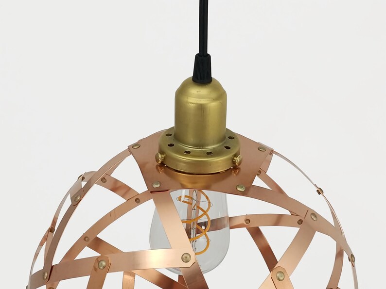 Copper Orb Light / Globe Pendant Light / Hanging Lamp / Copper Sphere / Dinning Table Lamp / Over Kitchen Island Light / UL listed image 2