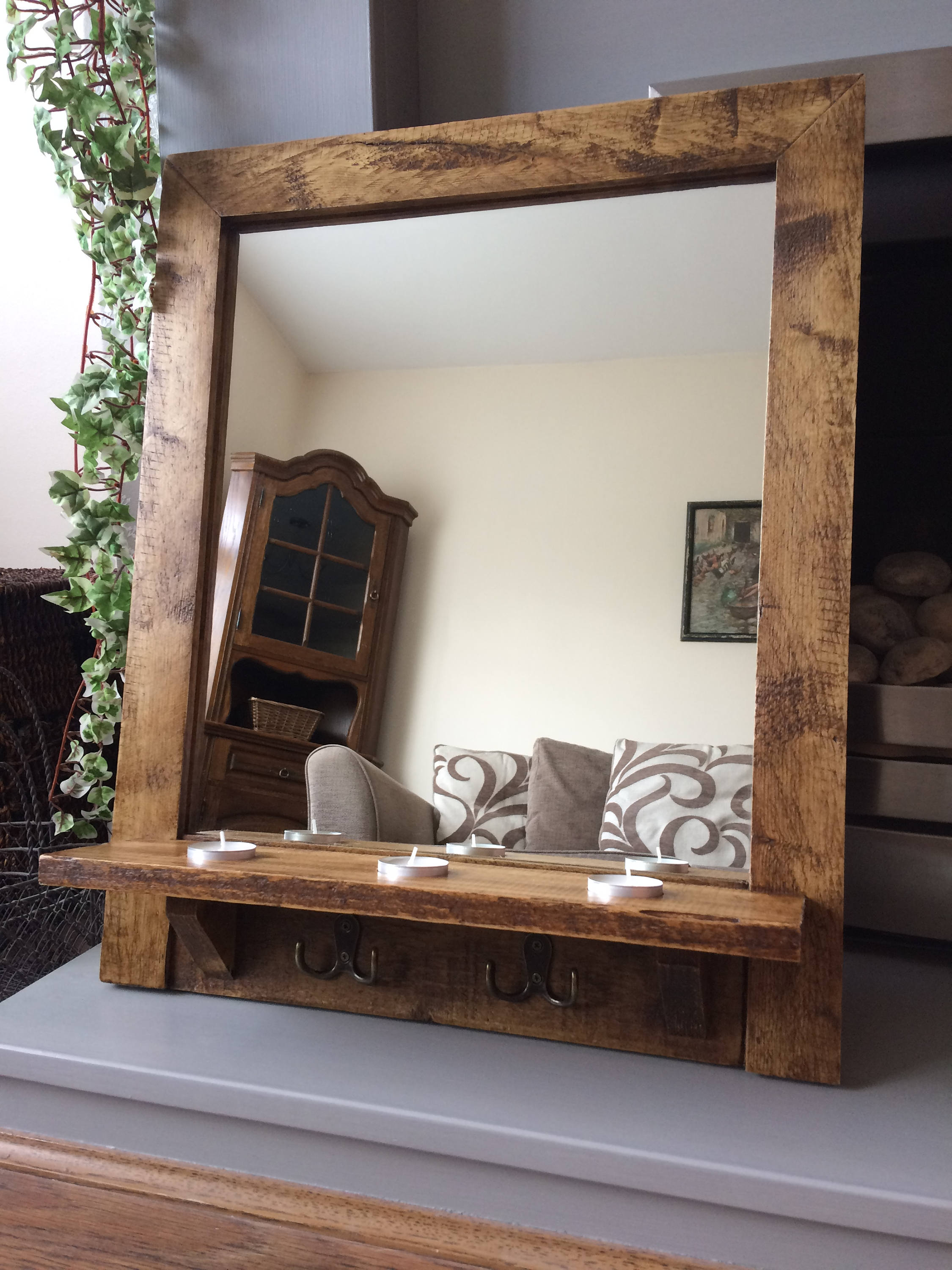 Reclaimed Mirror Pallet Mirror Rustic Mirror Pallet Wood Etsy