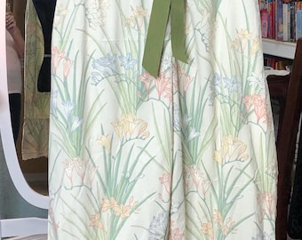 Handmade Bloomers Slip Dress: Ruffled Eyelet Lace Trim, yellow green white flowered cotton, plus size