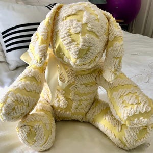 Handmade Chenille Puppy: Vintage Stuffed Dog with Satin Ribbon