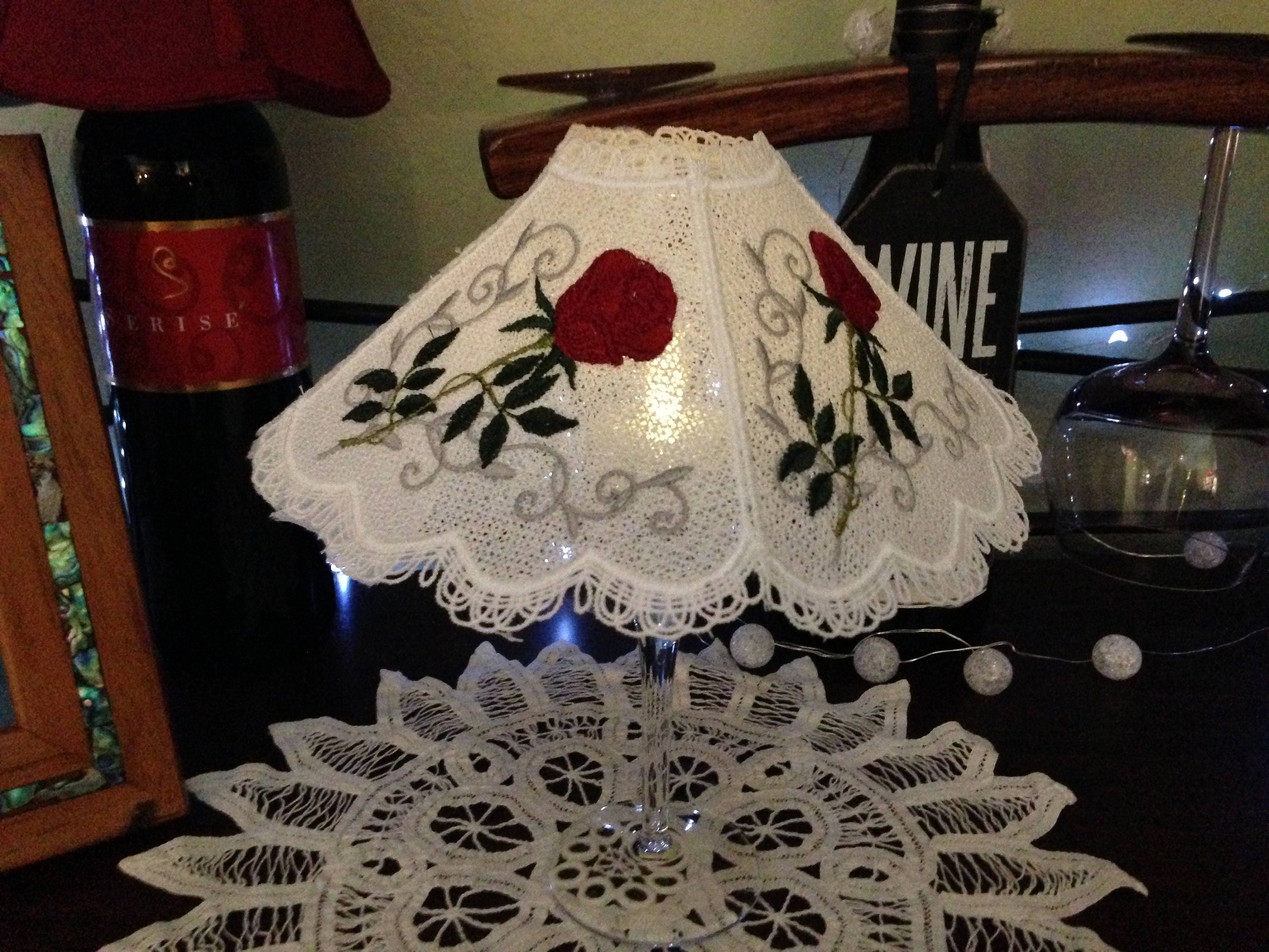 Lace Wine glass shade tea light shade lace accent shade white lace red