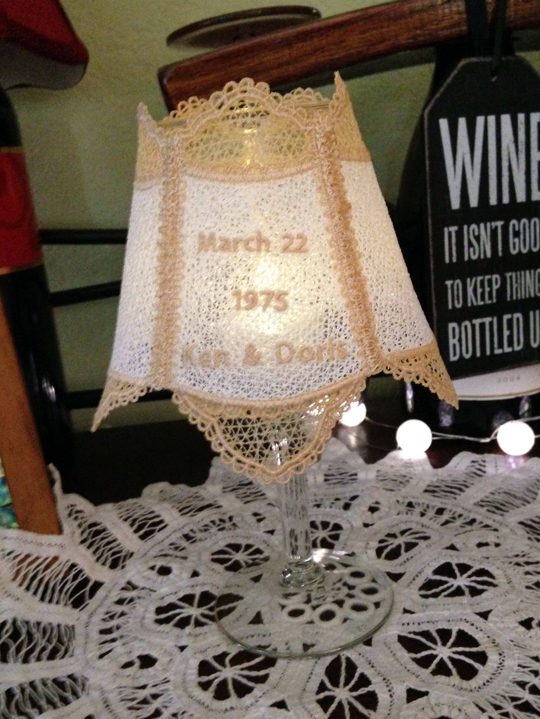 Lace Wine Glass Shade Tea Light Accent Custom