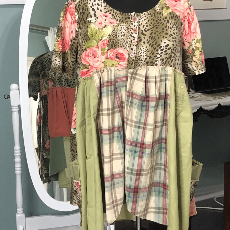 Teal Pink Leopard Hoodie Dress