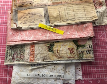 DIY Ruffled Apron Kit: Paris Postal Print, Shabby Chic Cotton