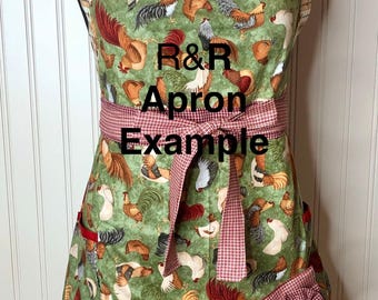 DIY Ruffled Apron Kit: Chicken Theme, Vintage Buttons