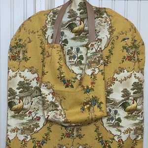 Handmade Garment Bag: Golden Rooster Toile Fabric, Matching Etc. Bag