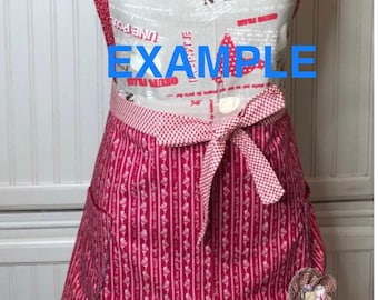 DIY Ruffled Rooster Apron Kit: Shabby Chic Red Cotton