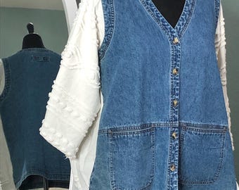 Womens plus size denim chenille short jacket white vintage chenille blue denim button front upcycled jacket kimono sleeves upcycled denim